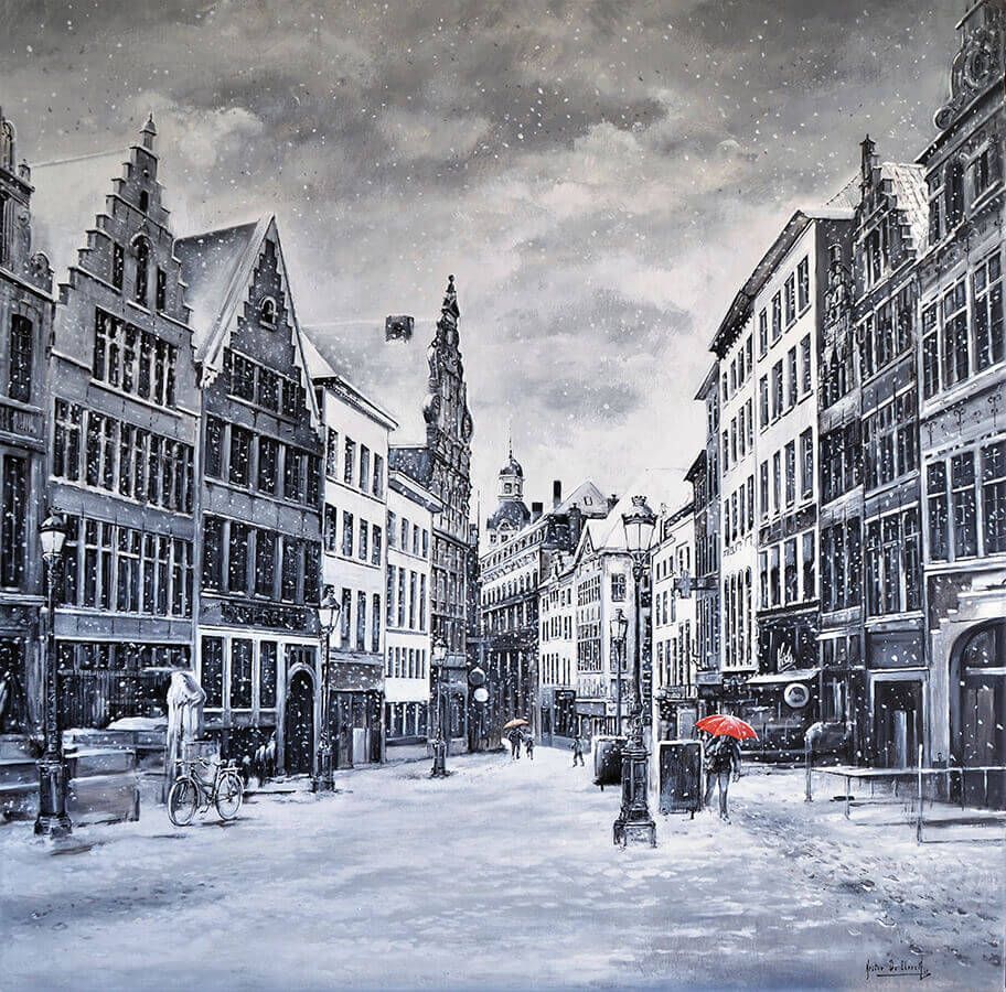 Suikerrui in Antwerpen, schilderij van Nestor De Clercq